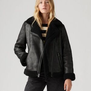 Levi's Faux shearling moto jacket , black